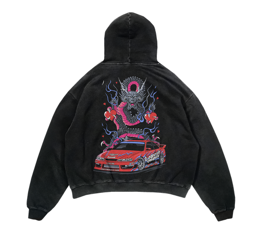 Valentines Fast Lane Vibes: Acid Wash Graphic Hoodie