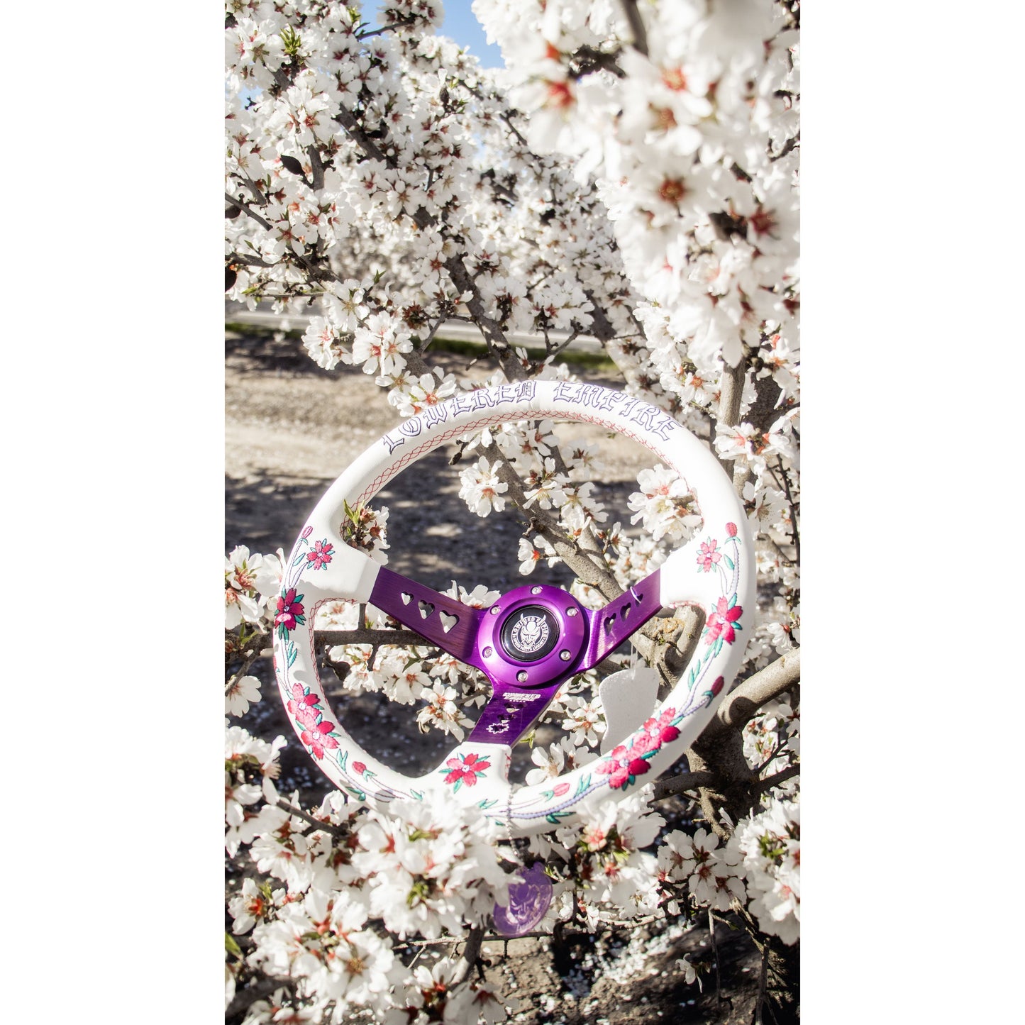 Purple Bracket Sakuras In the Sky Steering Wheel