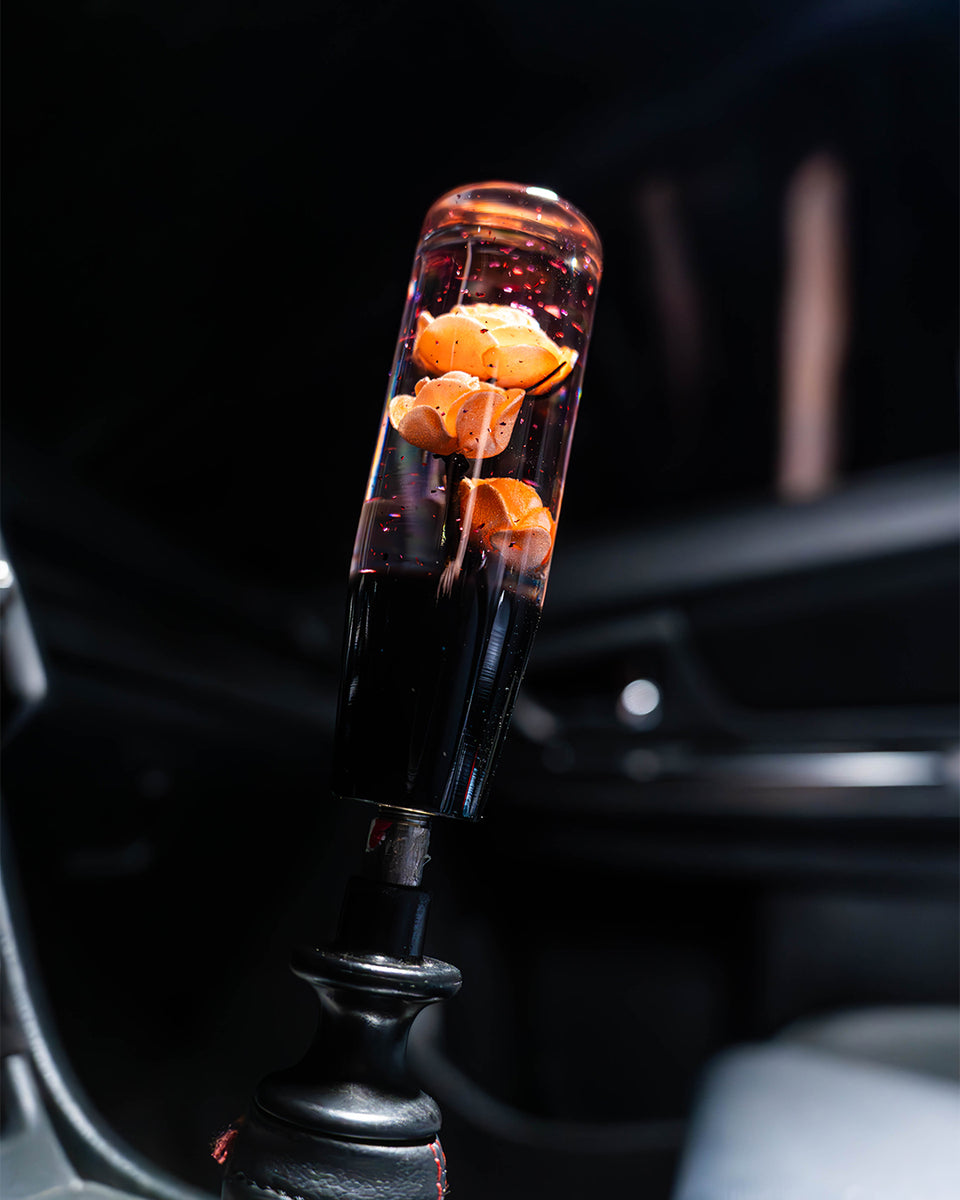 Peach Orange Clear Roses Shift Knob