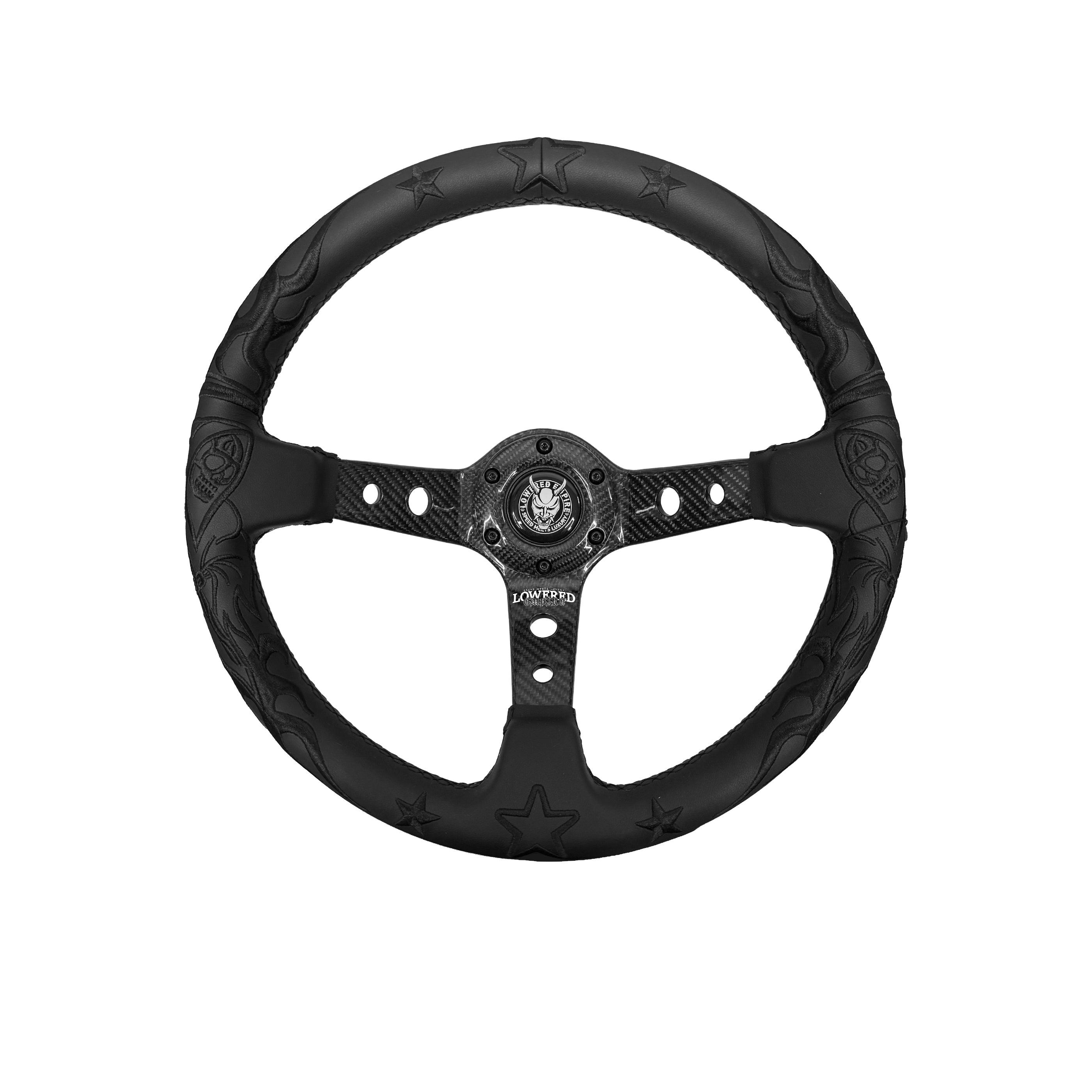 Black Reaper Carbon Fiber Steering Wheel 350mm- Lowered Empire