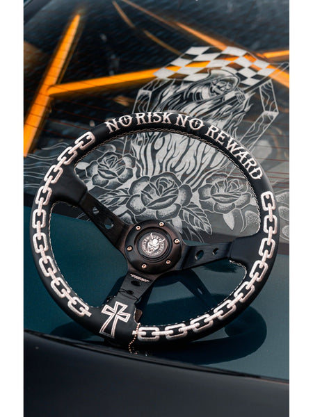 Chromed Chains Leather Steering Wheel