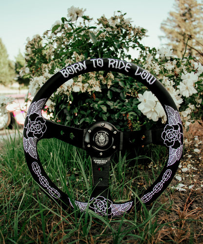 White Killer Roses KR-2 Steering Wheel 350mm