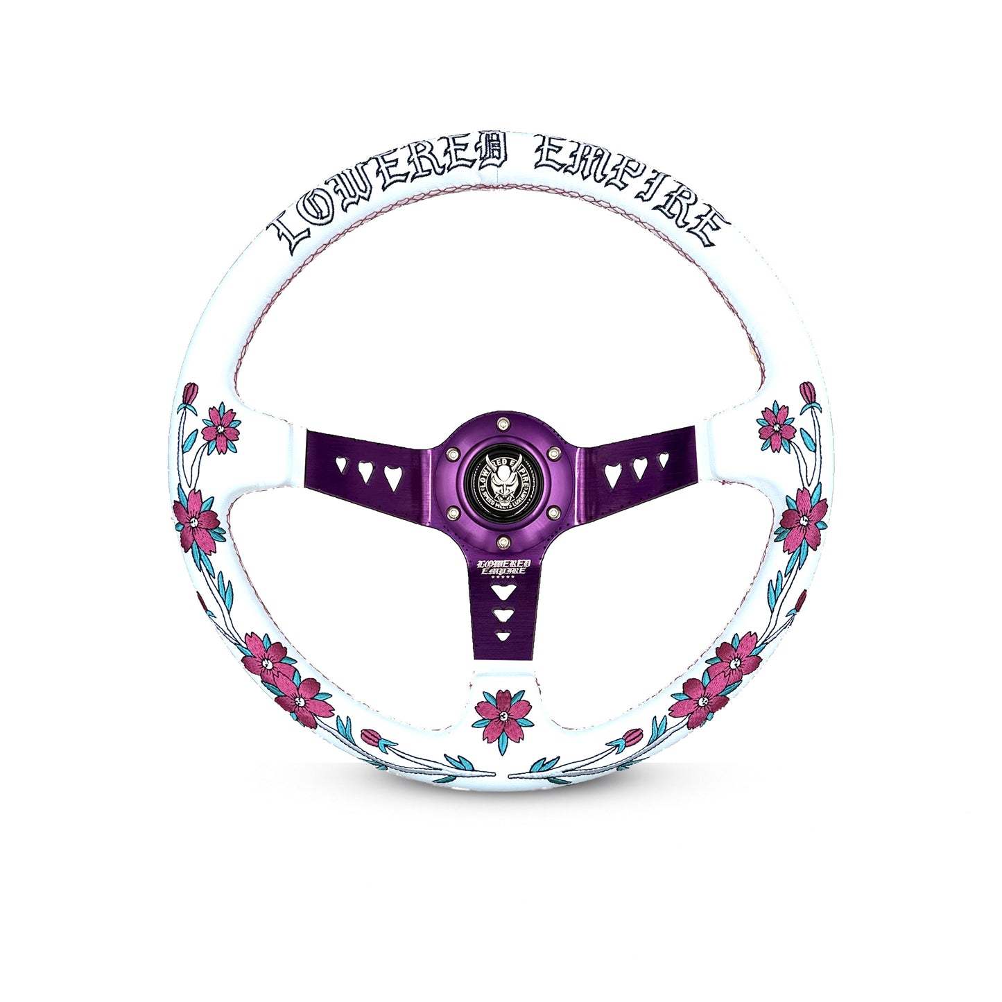 White/Purple Sakuras In The Sky SK-4 Steering Wheel 350mm- Lowered Empire