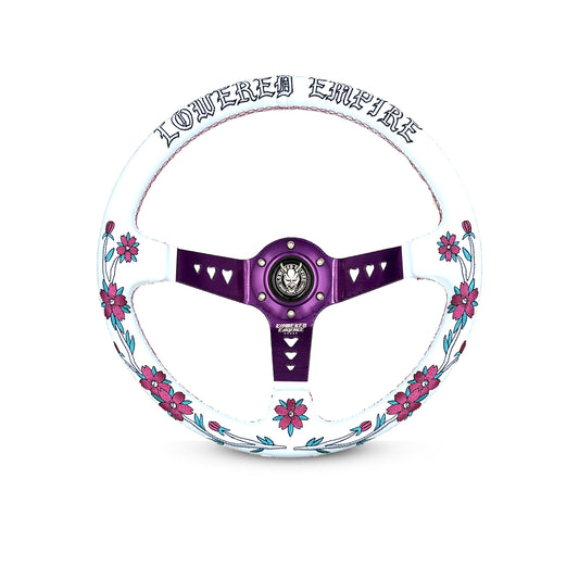 White/Purple Sakuras In The Sky SK-4 Steering Wheel 350mm- Lowered Empire