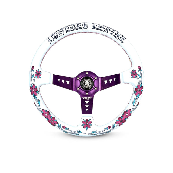 White/Purple Sakuras In The Sky SK-4 Steering Wheel 350mm- Lowered Empire