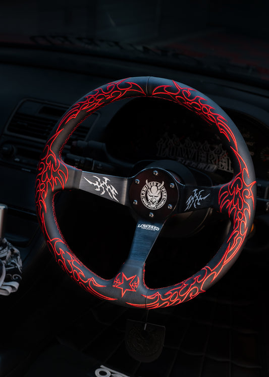 Red Cybersigilism Street CS-5 Steering Wheel 350mm