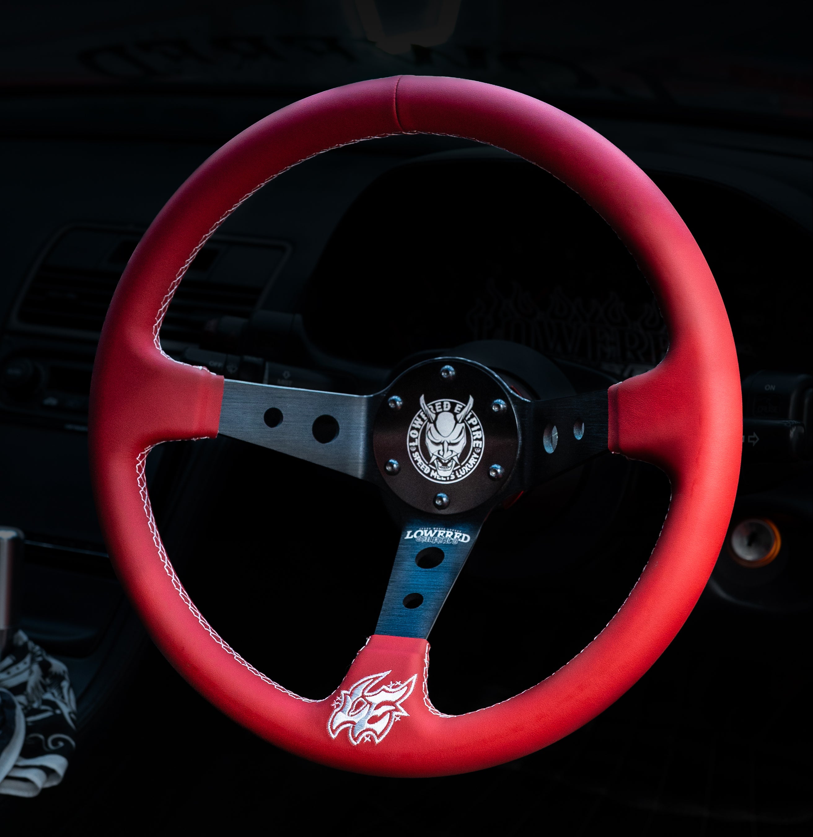 Deep Red Pastel Steering Wheel Collection 350mm PC-4 - Lowered Empire