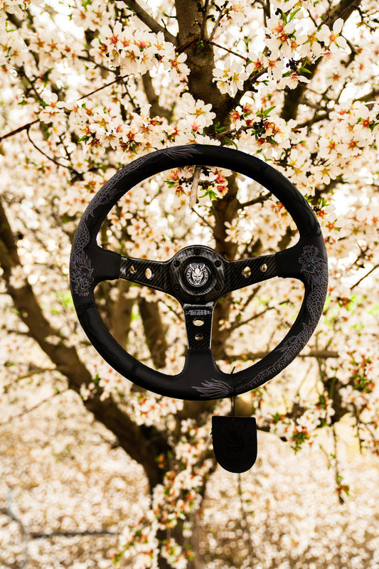 Carbon Black Dragon Steering Wheel 350mm-  Lowered Empire