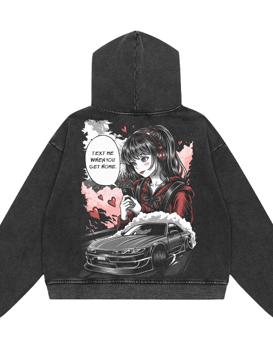 Text Me When You're Home: Acid Wash Hoodie