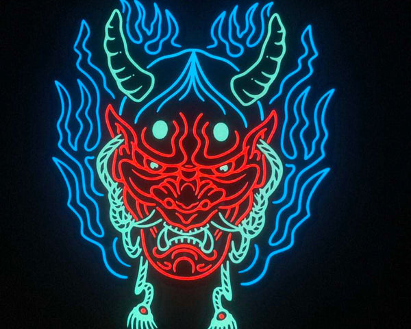 Hannya Mask LED Glow Up Sticker