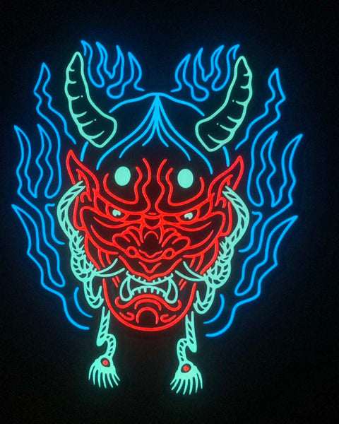 Hannya Mask LED Glow Up Sticker