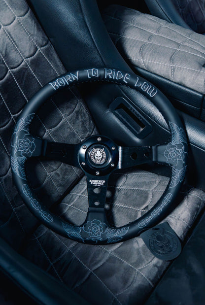 Black Traditional Killer Roses 330mm Steering Wheel