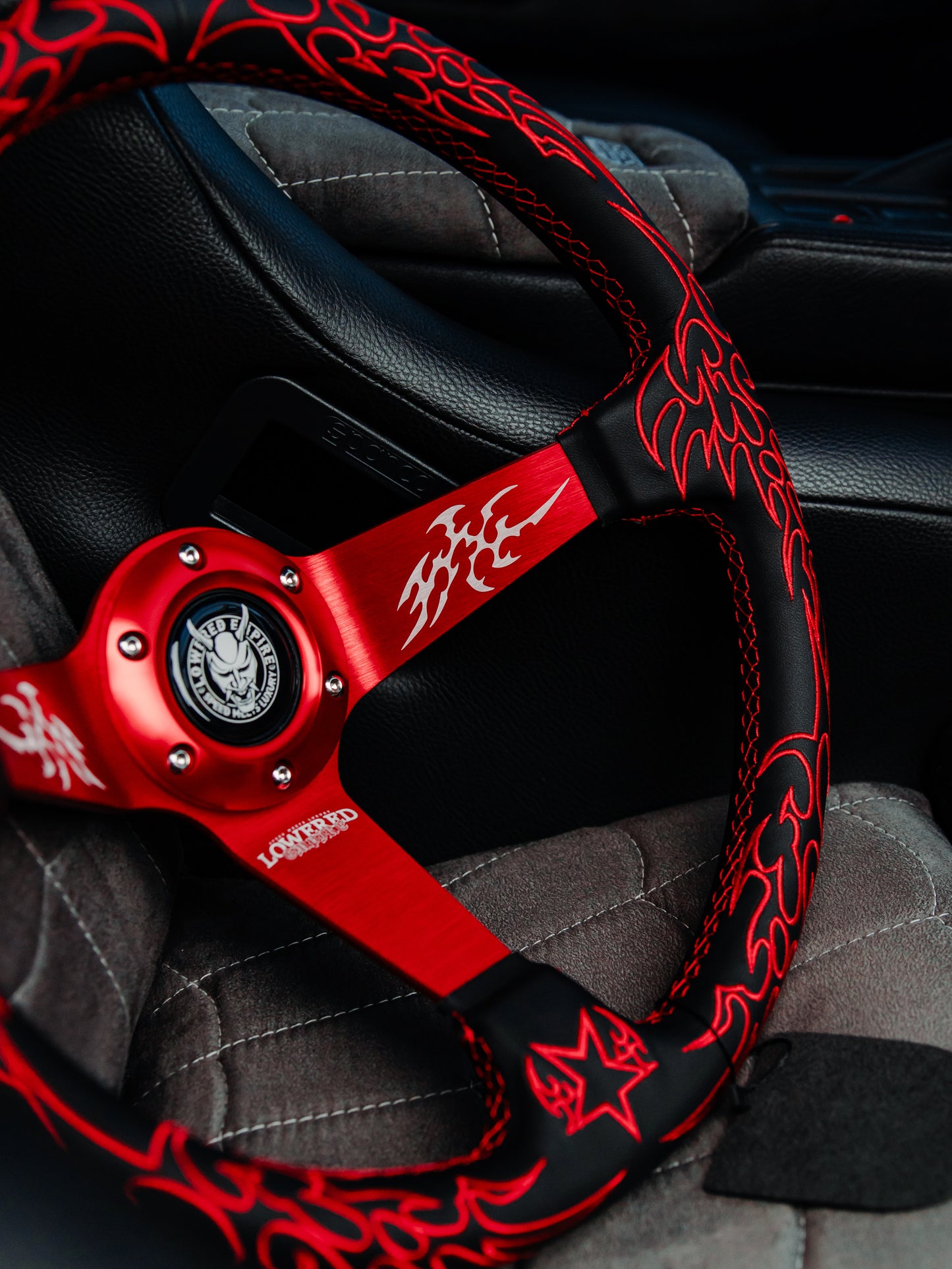Red Cybersigilism Street CS-5 Steering Wheel 350mm- Lowered Empire
