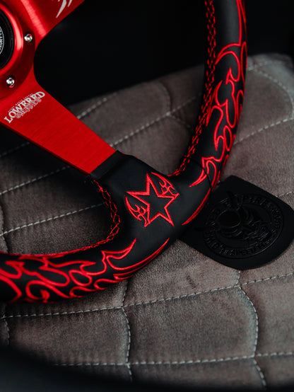 Red Cybersigilism Street CS-5 Steering Wheel 350mm- Lowered Empire