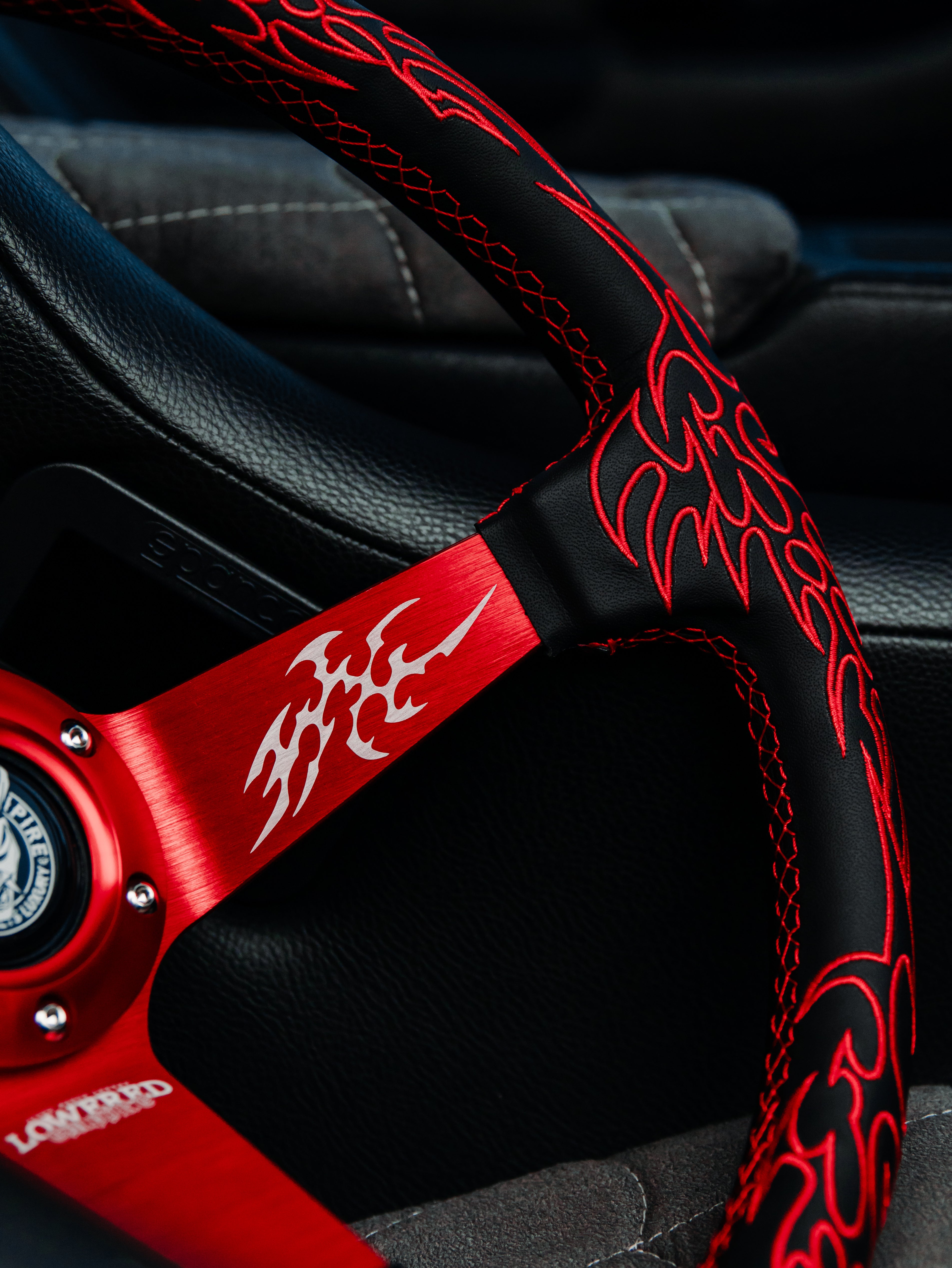 Red Cybersigilism Street CS-5 Steering Wheel 350mm- Lowered Empire