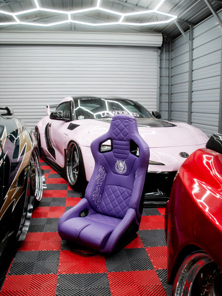 Purple Lowered Empire Flame Recline Seats x2 Pair