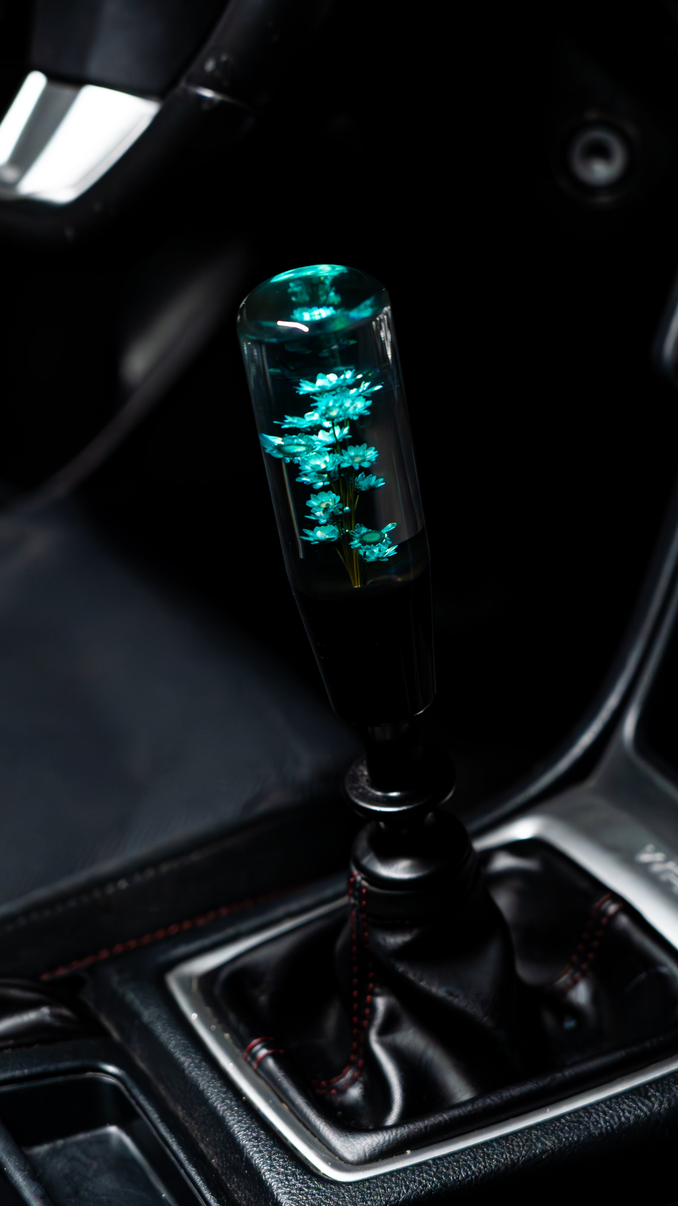 Clear Evermint Blossom Flower Shift Knob | Universal Manual Car Shifter