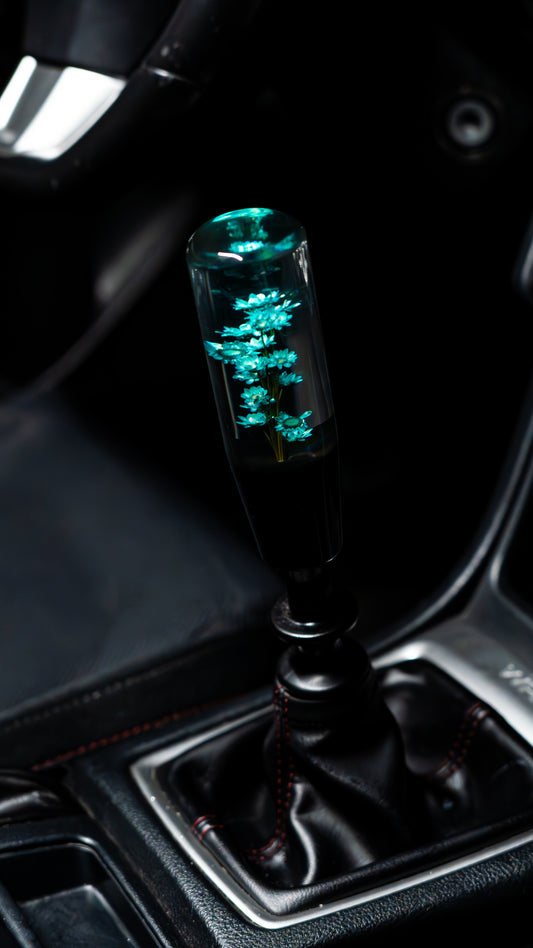 Clear Evermint Blossom Flower Shift Knob | Universal Manual Car Shifter