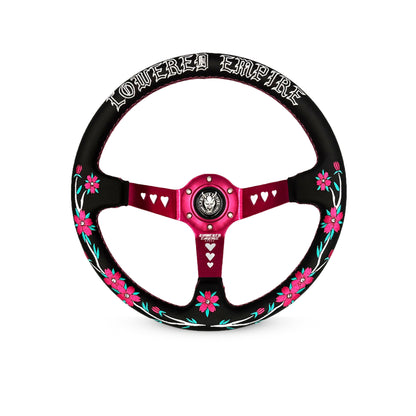 Black/Pink Sakuras In The Sky SK-1 Steering Wheel 350mm- Lowered Empire