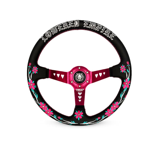 Black/Pink Sakuras In The Sky SK-1 Steering Wheel 350mm- Lowered Empire
