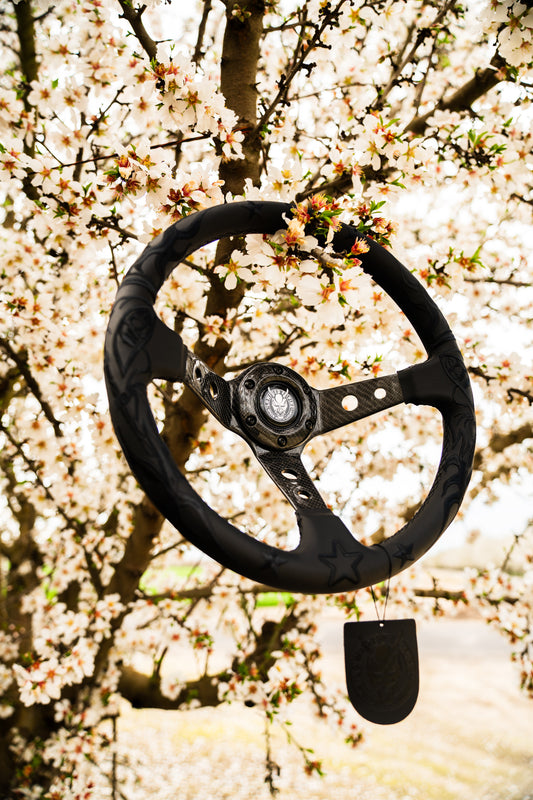 Black Reaper Carbon Fiber Steering Wheel 350mm- Lowered Empire