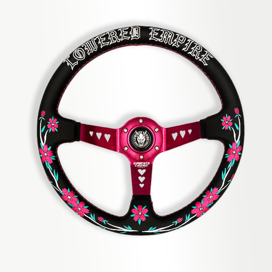 Black/Pink Sakuras In The Sky SK-1 Steering Wheel 350mm