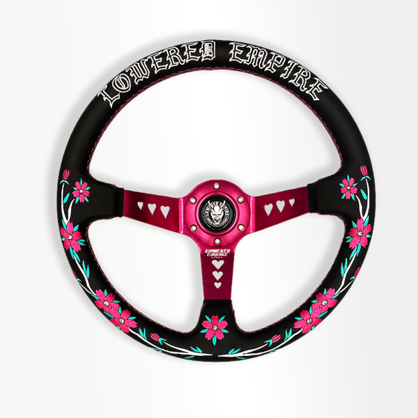 Black/Pink Sakuras In The Sky SK-1 Steering Wheel 350mm