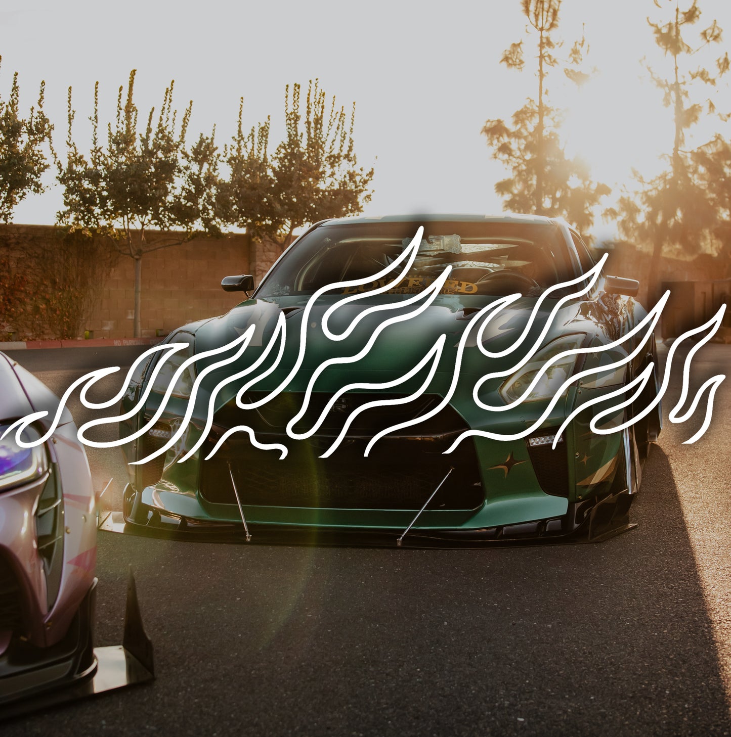 Window Decal Flames Outline Custom Flames- Pair x2