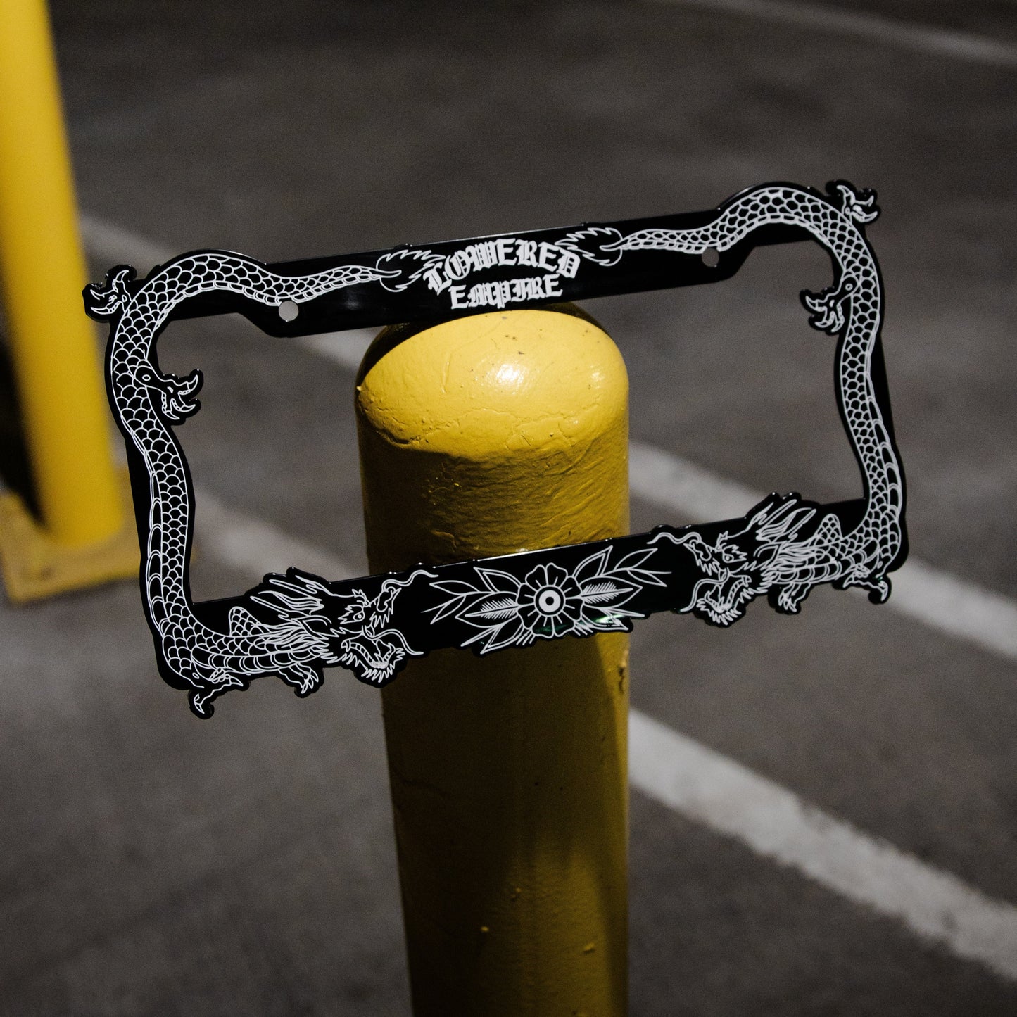 Black Japanese Dragon License Plate Frames