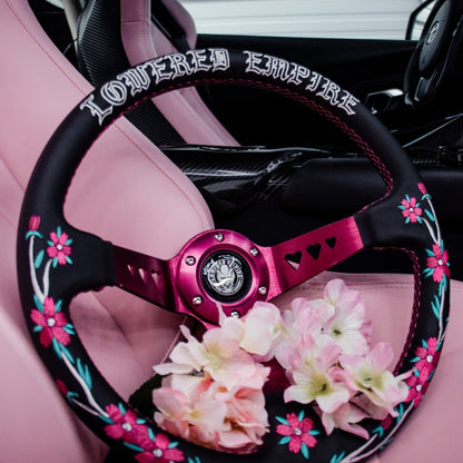 Black/Pink Sakuras In The Sky SK-1 Steering Wheel 350mm - Steering wheels