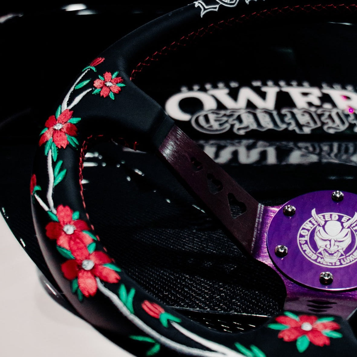 Black/Purple Sakuras In The Sky SK-2 Steering Wheel 350mm- Lowered