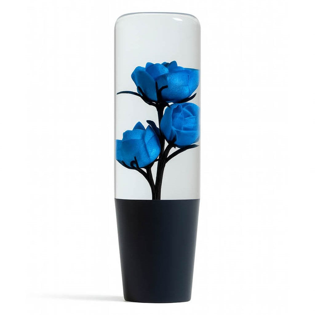 Blue Clear Roses Shift Knob 6’’ | Universal Manual Car Shifter