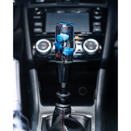 Blue Clear Roses Shift Knob 6’’ | Universal Manual Car Shifter