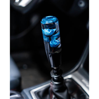 Blue Clear Roses Shift Knob 6’’ | Universal Manual Car Shifter