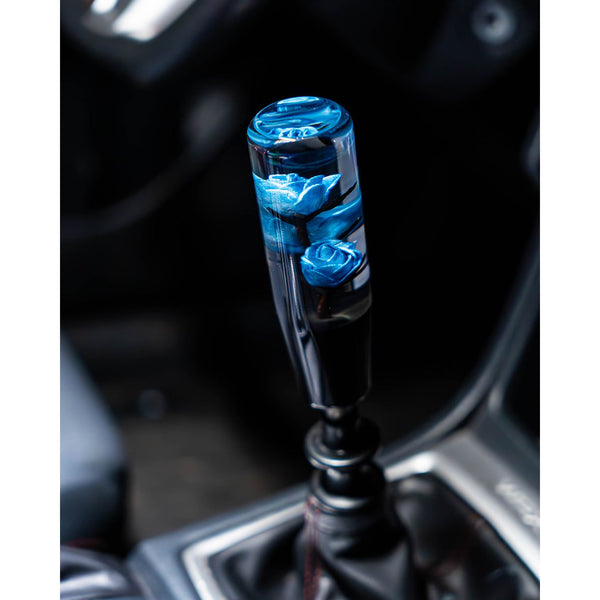 Blue Clear Roses Shift Knob 6’’ | Universal Manual Car Shifter
