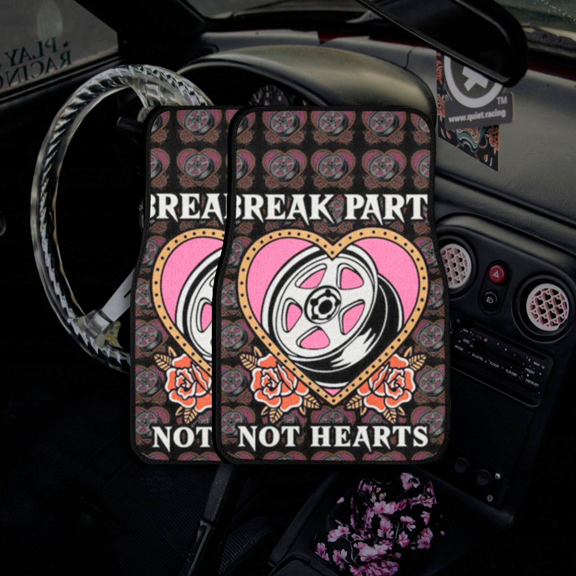 Broken Hearts Pair Premium Car Carpet Floor Mats