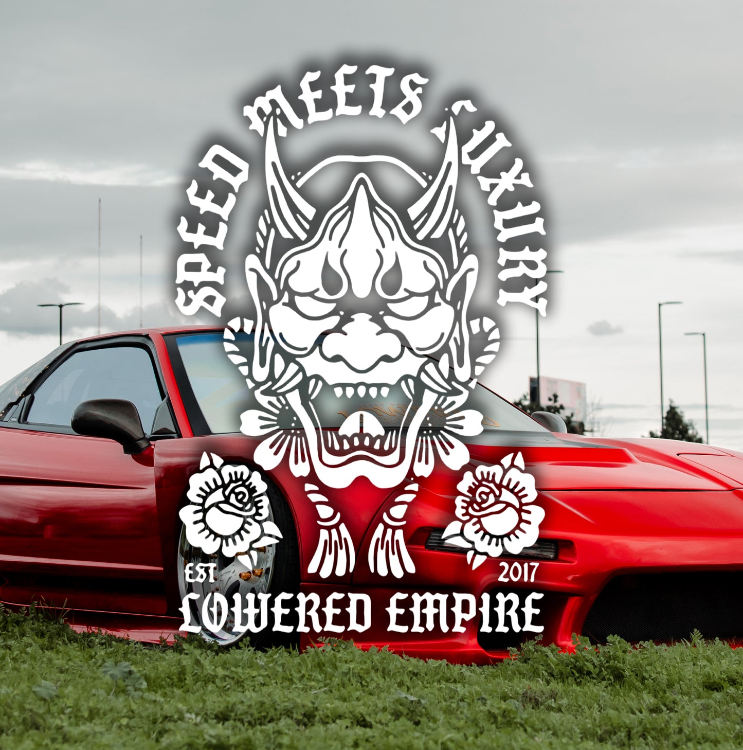 Lowered Empire Hannya Banner Decal Rear Windshield Sticker