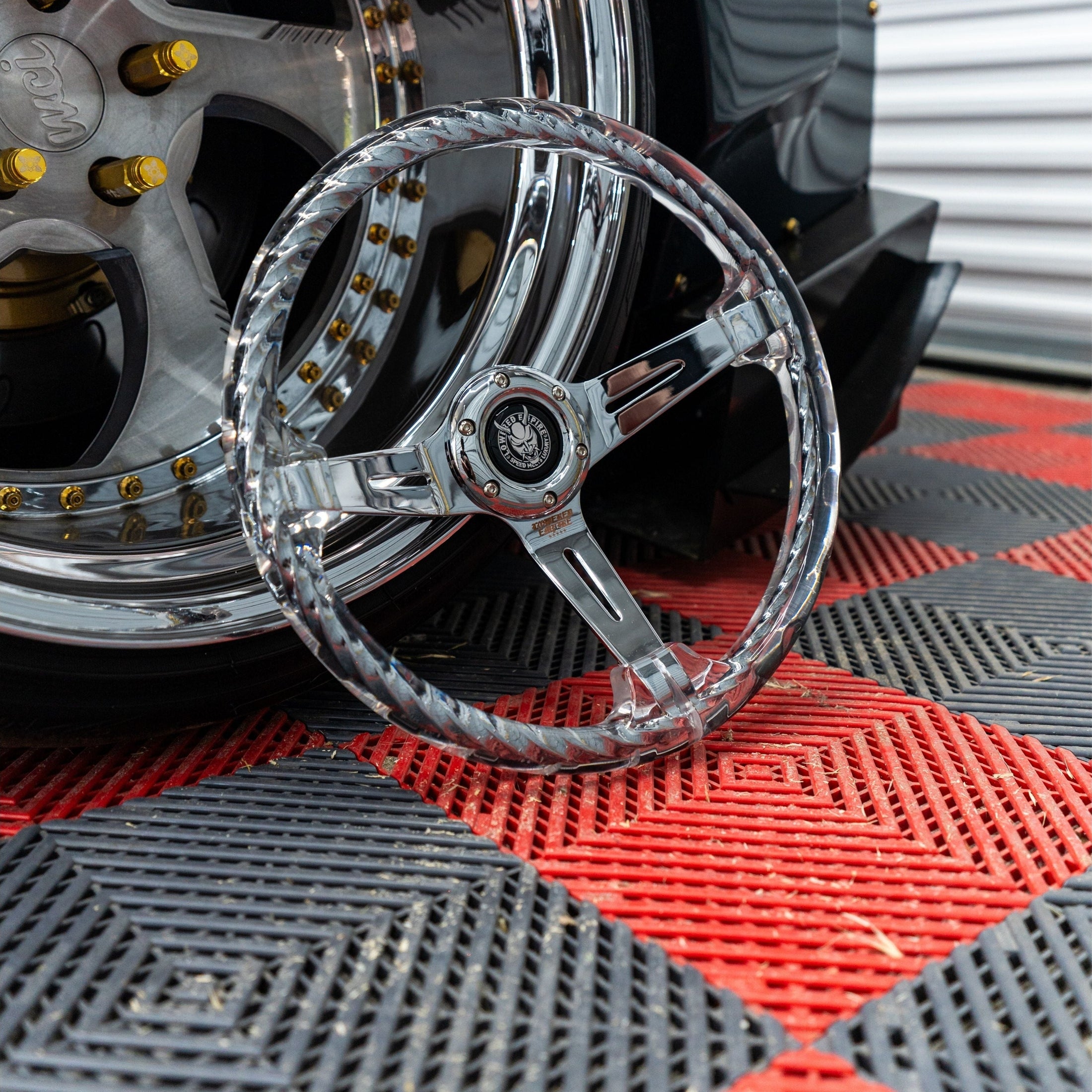 Chrome Dragon Rakkī JDM DR-2 Steering Wheel 350mm- Lowered Empire