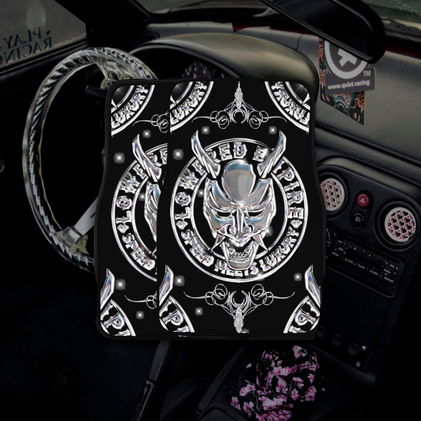 Chrome Logo Pair Premium Car Carpet Floor Mats