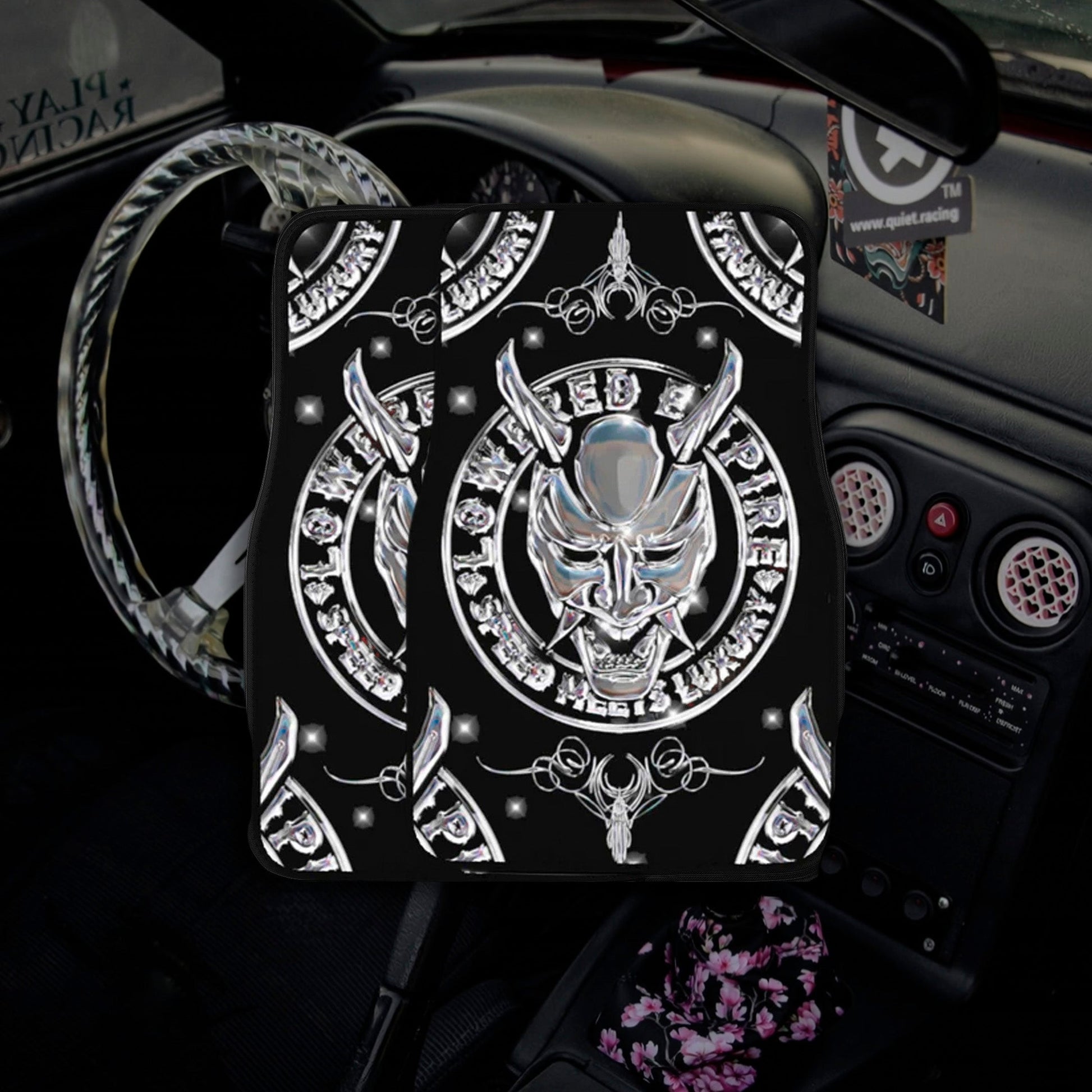 Chrome Logo Pair Premium Car Carpet Floor Mats