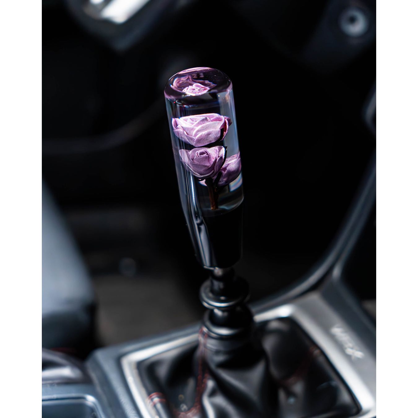 Deadly Purple Rose Clear Flower Shift Knob 6’’ | Universal Manual Car Shifter