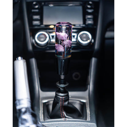 Deadly Purple Rose Clear Flower Shift Knob 6’’ | Universal Manual Car Shifter