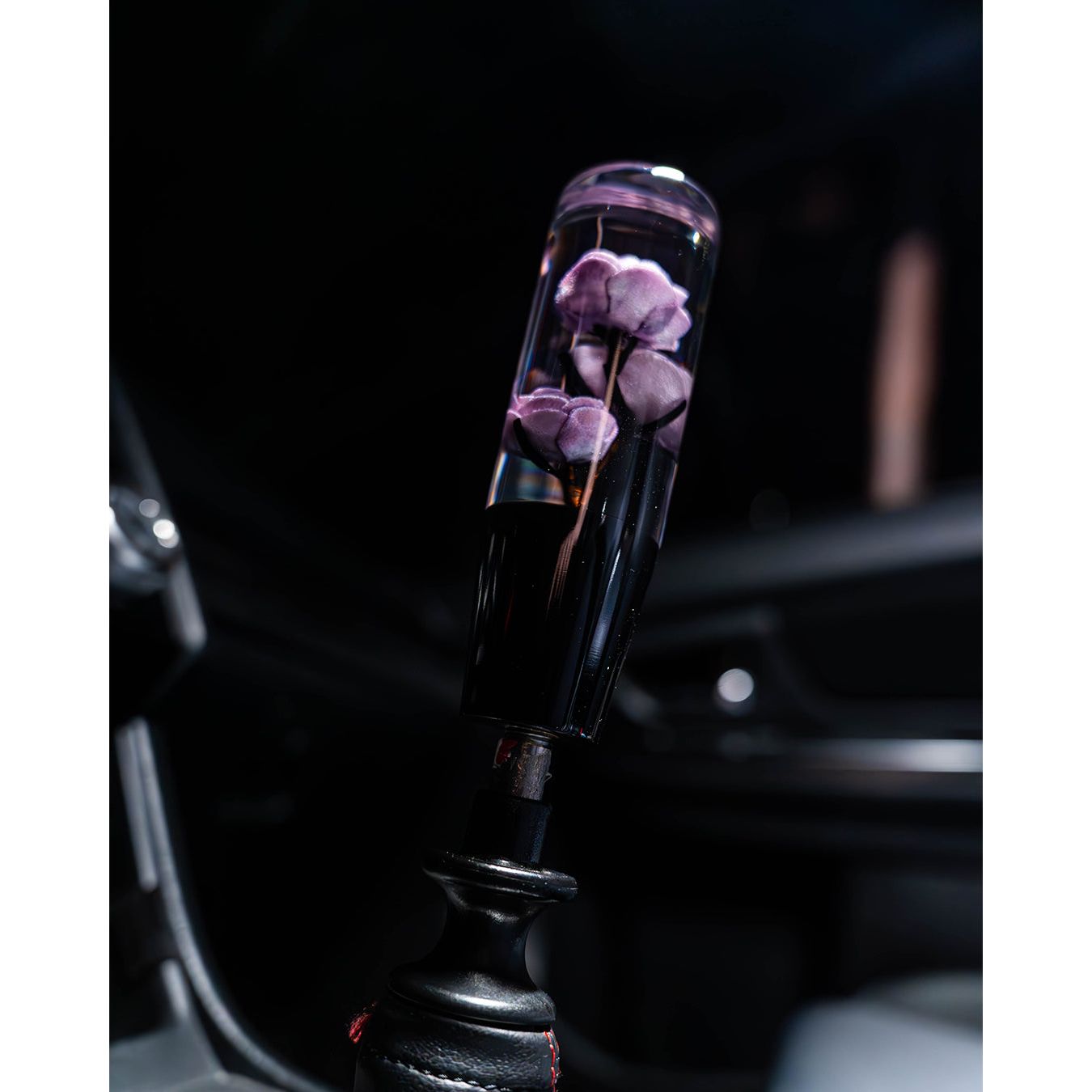 Deadly Purple Rose Clear Flower Shift Knob 6’’ | Universal Manual Car Shifter