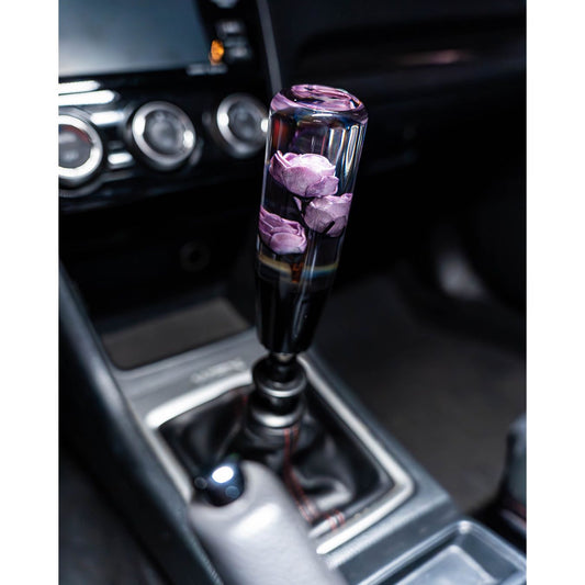 Deadly Purple Rose Clear Flower Shift Knob 6’’ | Universal Manual Car Shifter
