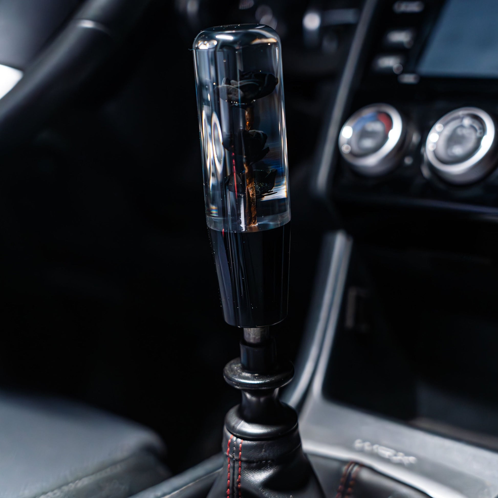 Death Black Roses Clear Flower Shift Knob 6’’ | Universal Manual Car Shifter