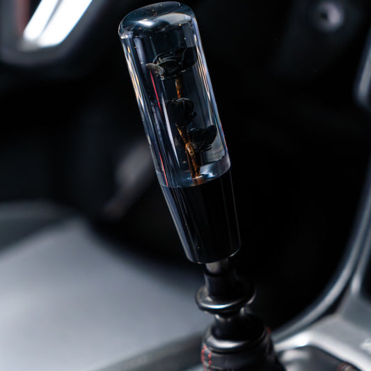 Death Black Roses Clear Flower Shift Knob 6’’ | Universal Manual Car Shifter
