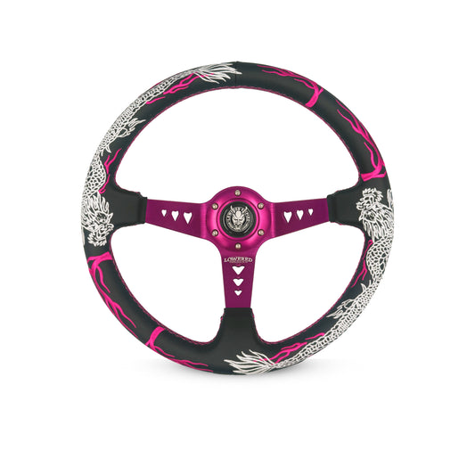 Pink Dragon Steering Hearts Bracket Wheel 350mm- Lowered Empire