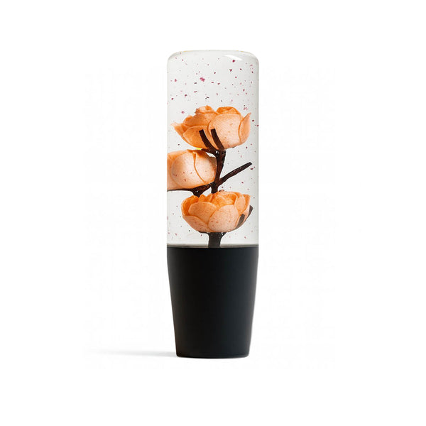 Peach Orange Clear Roses Shift Knob 6" | Universal Manual Car Shifter