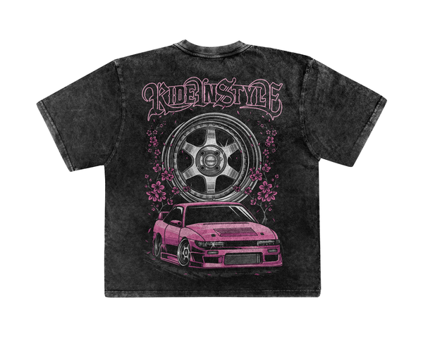 Ride In Style Pink Premium Acid Wash Tee