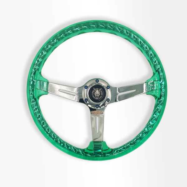 Chrome/Emerald Dragon Rakkī JDM DR-1 Steering Wheel 350mm